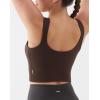 image:imageKSwiss Crop Tank Tops for Women  Square Neck Longline Sports Bras PaddedBrown