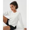image:imageKSwiss Cropped Sweatshirts for Women  Crewneck Pullover Sweatshirt Long Sleeve Workout Crop Tops Soft and LightweightWhite