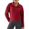image:imageKSwiss Quarter Zip Sweatshirts for Women Long Sleeve Pullover Hoodies with Pockets Mock Neck Crop Tops Spring OutfitsRedBlack