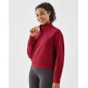 image:imageKSwiss Quarter Zip Sweatshirts for Women Long Sleeve Pullover Hoodies with Pockets Mock Neck Crop Tops Spring OutfitsRedBlack
