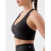 image:imageKSwiss Ruched Longline Sports Bras for Women  Racerback V Neck Padded Yoga Tank Wide Straps Crop TopsBlack