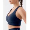 image:imageKSwiss Ruched Longline Sports Bras for Women  Racerback V Neck Padded Yoga Tank Wide Straps Crop TopsBlue