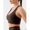 image:imageKSwiss Ruched Longline Sports Bras for Women  Racerback V Neck Padded Yoga Tank Wide Straps Crop TopsBrown