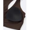 image:imageKSwiss Ruched Longline Sports Bras for Women  Racerback V Neck Padded Yoga Tank Wide Straps Crop TopsBrown