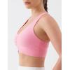 image:imageKSwiss Ruched Longline Sports Bras for Women  Racerback V Neck Padded Yoga Tank Wide Straps Crop TopsPink