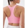 image:imageKSwiss Ruched Longline Sports Bras for Women  Racerback V Neck Padded Yoga Tank Wide Straps Crop TopsPink
