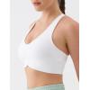 image:imageKSwiss Ruched Longline Sports Bras for Women  Racerback V Neck Padded Yoga Tank Wide Straps Crop TopsWhite