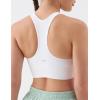 image:imageKSwiss Ruched Longline Sports Bras for Women  Racerback V Neck Padded Yoga Tank Wide Straps Crop TopsWhite
