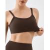 image:imageKSwiss Sports Bras for Women Adjustable  Thin Straps Light Impact Strappy Wireless Padded Yoga Workout Gym TopsBrown