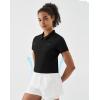 image:imageKSwiss Womens Crop Golf Shirt  Short Sleeve with Zip Up Quick Dry Stretch Tennis Collared Polo Shirts for Women TopsBlack