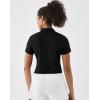 image:imageKSwiss Womens Crop Golf Shirt  Short Sleeve with Zip Up Quick Dry Stretch Tennis Collared Polo Shirts for Women TopsBlack