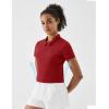 image:imageKSwiss Womens Crop Golf Shirt  Short Sleeve with Zip Up Quick Dry Stretch Tennis Collared Polo Shirts for Women TopsRed