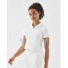 image:imageKSwiss Womens Crop Golf Shirt  Short Sleeve with Zip Up Quick Dry Stretch Tennis Collared Polo Shirts for Women TopsWhite