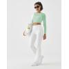 image:imageKSwiss Womens Long Sleeve Crop Tops Slim Fit Workout Shirts Crew Neck Athletic Gym Yoga TShirtsGreen