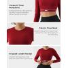image:imageKSwiss Womens Long Sleeve Crop Tops Slim Fit Workout Shirts Crew Neck Athletic Gym Yoga TShirtsRed