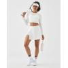 image:imageKSwiss Womens Long Sleeve Crop Tops Slim Fit Workout Shirts Crew Neck Athletic Gym Yoga TShirtsWhite