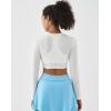 image:imageKSwiss Womens Long Sleeve Crop Tops Slim Fit Workout Shirts Crew Neck Athletic Gym Yoga TShirtsWhite