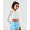 image:imageKSwiss Womens Long Sleeve Crop Tops Slim Fit Workout Shirts Crew Neck Athletic Gym Yoga TShirtsWhite