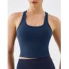 image:imageKSwiss Womens Racerback Crop Tank Top with Builtin Padding  Longline Sports Bra for Workout Yoga GymBlue