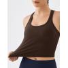 image:imageKSwiss Womens Racerback Crop Tank Top with Builtin Padding  Longline Sports Bra for Workout Yoga GymBrown