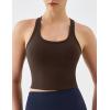 image:imageKSwiss Womens Racerback Crop Tank Top with Builtin Padding  Longline Sports Bra for Workout Yoga GymBrown