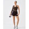 image:imageKSwiss Womens Racerback Crop Tank Top with Builtin Padding  Longline Sports Bra for Workout Yoga GymBrown