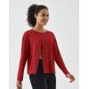 image:imageKSwiss Womens Wrap Tie Top  Long Sleeve Self Tie Tops  Relax Fit Crew Neck Workout Tops for Pilates Yoga GymRed