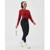 image:imageKSwiss Womens Wrap Tie Top  Long Sleeve Self Tie Tops  Relax Fit Crew Neck Workout Tops for Pilates Yoga GymRed