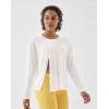 image:imageKSwiss Womens Wrap Tie Top  Long Sleeve Self Tie Tops  Relax Fit Crew Neck Workout Tops for Pilates Yoga GymWhite