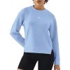 image:imageKSwiss Cropped Sweatshirts for Women  Crewneck Pullover Sweatshirt Long Sleeve Workout Crop Tops Soft and LightweightBlue
