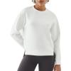 image:imageKSwiss Cropped Sweatshirts for Women  Crewneck Pullover Sweatshirt Long Sleeve Workout Crop Tops Soft and LightweightWhite