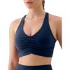 image:imageKSwiss Ruched Longline Sports Bras for Women  Racerback V Neck Padded Yoga Tank Wide Straps Crop TopsBlue