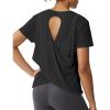 image:imageKSwiss Womens Open Back Workout Tops  Sheer Lightweight Yoga Athletic Gym Cover Up Loose Fit ShirtBlack