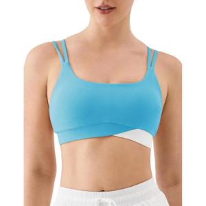 image:imageKSwiss CICLO Fiber Sports Bras for Women  Scoop Neck Thin Straps Padded Yoga Bras Medium Support Workout Gym TopsBlue Misc