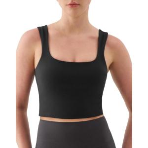 image:imageKSwiss Crop Tank Tops for Women  Square Neck Longline Sports Bras PaddedBlack