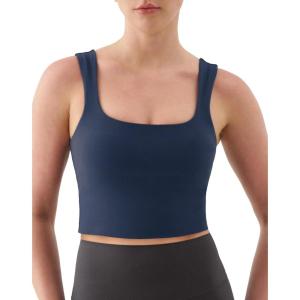 image:imageKSwiss Crop Tank Tops for Women  Square Neck Longline Sports Bras PaddedBlue