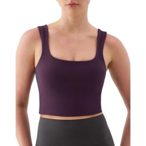 image:imageKSwiss Crop Tank Tops for Women  Square Neck Longline Sports Bras PaddedPurple