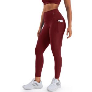 image:imageKSwiss Leggings for Women  Soft Stretchy High Waist 25 with Pockets Lounge Yoga Pants Workout Athletic Casual02side Pocketsred Brown