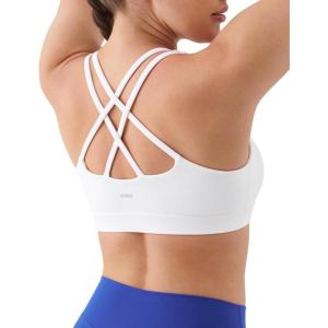 image:imageKSwiss Sports Bras for Women  Light Impact CrossBack Thin Straps Yoga Athletic TopsWhite