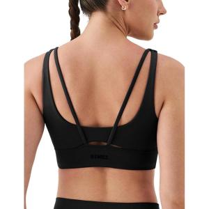 image:imageKSwiss Sports Bras for Women  Scoop Neck Padded Strappy Sports Bras Light Support Graphene Fiber Workout Yoga Gym TopsBlackBlack