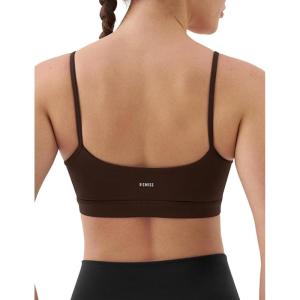 image:imageKSwiss Sports Bras for Women  Thin Straps U Back Light Impact Strappy Wireless Padded Yoga Workout Gym TopsBrown