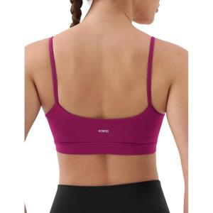 image:imageKSwiss Sports Bras for Women  Thin Straps U Back Light Impact Strappy Wireless Padded Yoga Workout Gym TopsPink