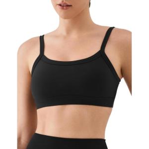 image:imageKSwiss Sports Bras for Women Adjustable  Thin Straps Light Impact Strappy Wireless Padded Yoga Workout Gym TopsBlack