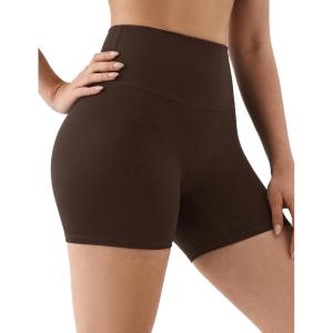 image:imageKSwiss Womens Biker Shorts  4 High Waisted No Front Seam Stretchy Soft Yoga Gym Workout ShortsBrown