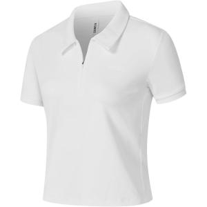 image:imageKSwiss Womens Crop Golf Shirt  Short Sleeve with Zip Up Quick Dry Stretch Tennis Collared Polo Shirts for Women TopsWhite