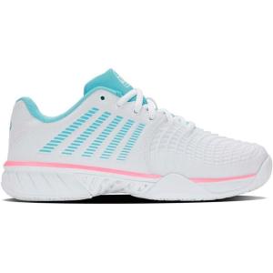image:imageKSwiss Womens Express Light 3 Padel ShoeWhiteSoft Neon BlueNeon Bubble Gum