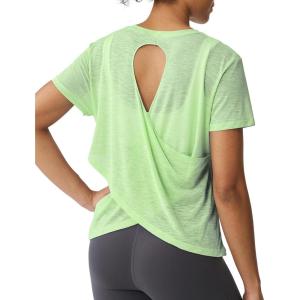image:imageKSwiss Womens Open Back Workout Tops  Sheer Lightweight Yoga Athletic Gym Cover Up Loose Fit ShirtGreen