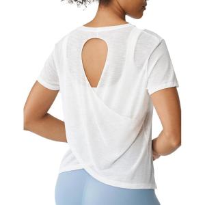 image:imageKSwiss Womens Open Back Workout Tops  Sheer Lightweight Yoga Athletic Gym Cover Up Loose Fit ShirtWhite