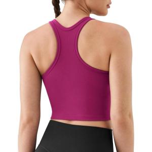 image:imageKSwiss Womens Racerback Crop Tank Top with Builtin Padding  Longline Sports Bra for Workout Yoga GymPink