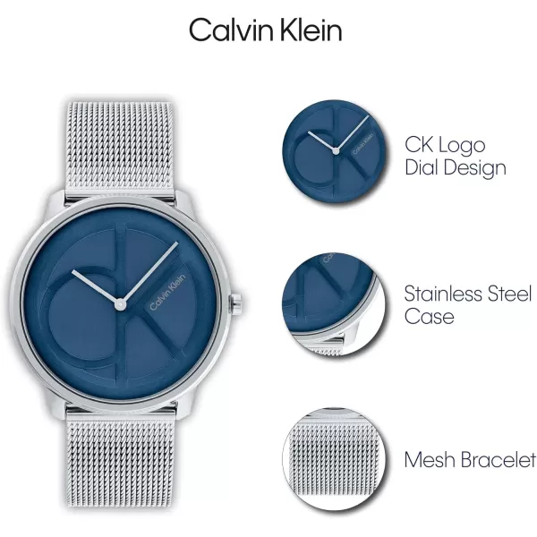 Calvin Klein CK Iconic  Mens and Womens Quartz Wristwatch  Stainless Steel Bracelet  Water Resistant 3 ATM30 Meters  Premium Fashion Timepiece for Every Occasion  32mm 35mm 40mmSilverBlue